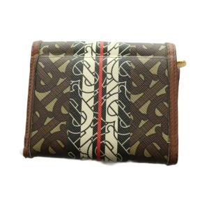 BURBERRY TBモノグラム ストライプ 三つ折り財布 ブラウン