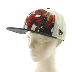 NEW ERA × MARVEL キャップ 帽子 刺繍  S-M 白 黒 赤 /MI GY01