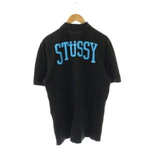 STUSSY authentic ポロシャツ ロゴ バックプリント XL ブラック /ES GY01