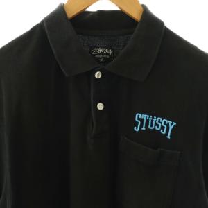 STUSSY authentic ポロシャツ ロゴ バックプリント XL ブラック /ES GY01