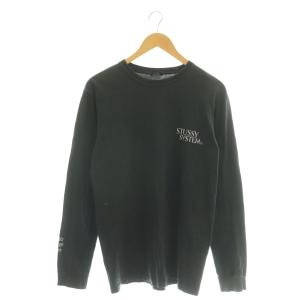STUSSY Tシャツ カットソー ロンT プリント S ブラック /DF GY01