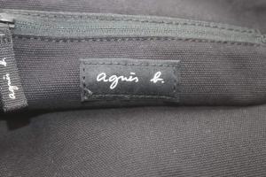 agnes b. トートバッグ ハンドバッグ キャンバス ロゴ ブラック /YO17 GY01