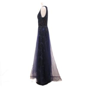 TADASHI SHOJI レースパッチワークイリュージョンガウン ドレス ワンピース 6 ネイビー BWK22895L