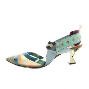 FENDI パンプス ポインテッドトゥ ロゴ メッシュ 総柄 36.5 マルチカラー GY19 /MQ OH