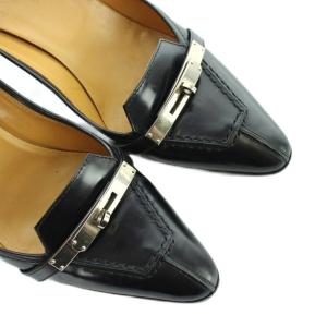 HERMES ケリー パンプス ハイヒール レザー ポインテッドトゥ 35.5 黒 ブラック GY19 /MQ