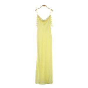 YELLOW SATIN MAXI DRESS サテンワンピース ロング マキシ UK8 イエロー /MY