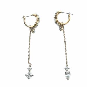 ピアス アクセサリー ロング 両耳用 チェーン ビジュー ゴールド色 GY19 /MQ