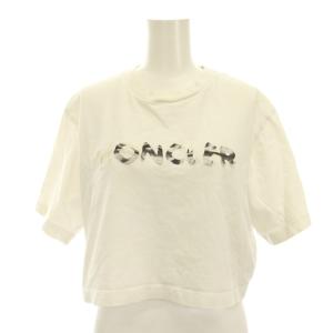 MAGLIA A MANICHE CORTE Tシャツ カットソー ショート丈 半袖 ロゴ XS ホワイト