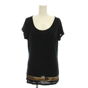 Tシャツ カットソー S 黒 ブラック 半袖 スパンコール ロゴ 149162 /YM GY19