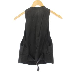 YVES SAINT LAURENT rive gauche rive gauche ベスト ジレ ストライプ ウール 38 黒 ブラック 365-617 /HN GY19