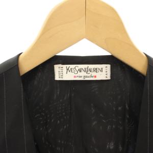 YVES SAINT LAURENT rive gauche rive gauche ベスト ジレ ストライプ ウール 38 黒 ブラック 365-617 /HN GY19