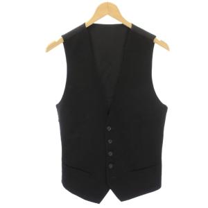 SUPER 120’S WOOL GILET ベスト ジレ ウール 44 黒 ブラック Vネック LH12-0112