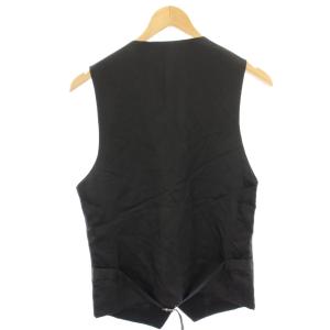 LITHIUM HOMME SUPER 120’S WOOL GILET ベスト ジレ ウール 44 黒 ブラック Vネック LH12-0112