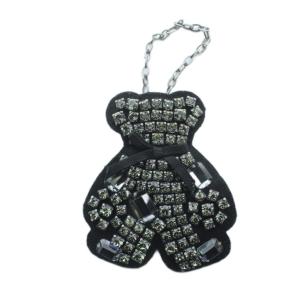 ピンブローチ チャーム アクセサリー キーホルダー くま ビジュー 黒 ブラック GY19 /MQ