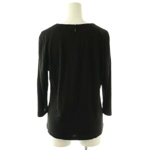 LEONARD ファッション FASHION カットソー Tシャツ 長袖 七分袖 ラインストーン 40 黒 ブラック /SS