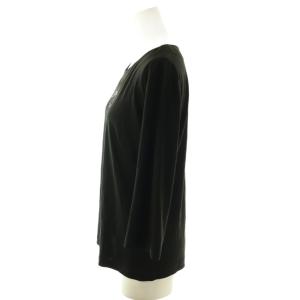 LEONARD ファッション FASHION カットソー Tシャツ 長袖 七分袖 ラインストーン 40 黒 ブラック /SS