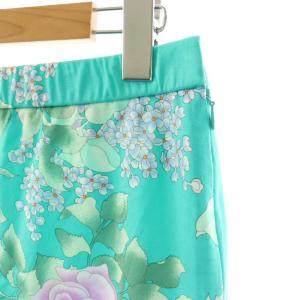 LEONARD FASHION 近年モデル タイトスカート イージー ひざ丈 花柄 ストレッチ 38 緑 グリーン /BB
