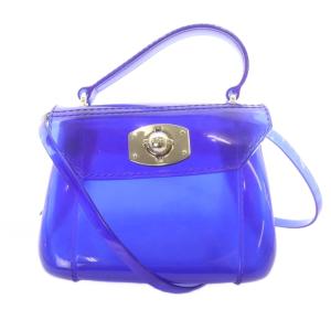 CANDY キャンディバッグ PVC フラップ ショルダーバッグ ハンドバッグ 2way ブルー 青 /SR