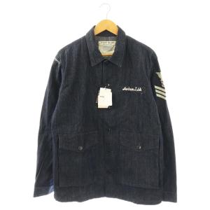 デニム BDU シャツ ジャケット カバーオール 上着 XL ダークブルー インディゴ 長袖 レギュラーカラー