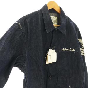 AVIREX デニム BDU シャツ ジャケット カバーオール 上着 XL ダークブルー インディゴ 長袖 レギュラーカラー