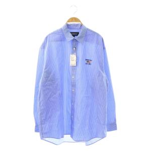 WIDE OXFORD LONG SLEEVE SHIRT シャツ 長袖 ストライプ L ブルー ホワイト