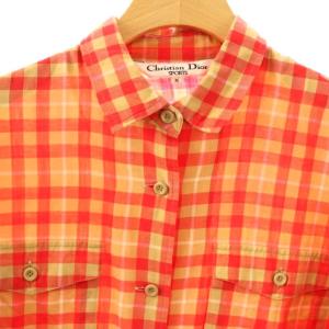 Christian Dior スポーツ SPORT チェック柄シャツ 長袖 M ベージュ 赤 レッド /SS OS GY12