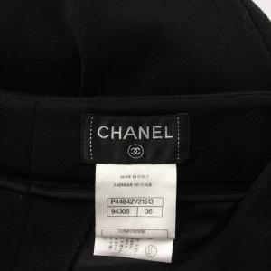 CHANEL パンツ クロップド ウール 36 ブラック p44842