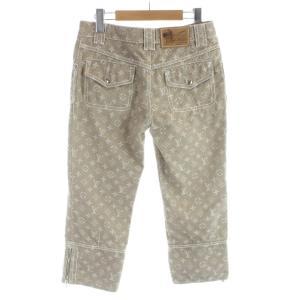 LOUIS VUITTON モノグラム クロップド デニムパンツ 総柄 36 ブラウン