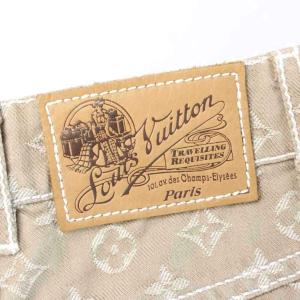 LOUIS VUITTON モノグラム クロップド デニムパンツ 総柄 36 ブラウン