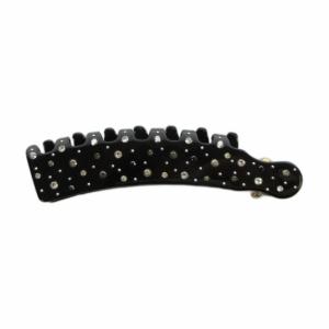 バナナクリップ バレッタ ロゴ アクセサリー ラインストーン 黒 ブラック GY64 /MQ