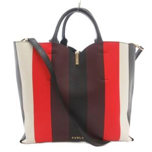 RIBBON M BUCKET BAG トートバッグ ショルダー 2WAY レザー ストライプ 黒 ブラック