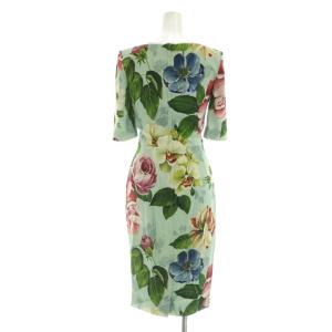 DOLCE&GABBANA ワンピース 五分袖 花柄 36 ミントグリーン マルチカラー /MI GY19