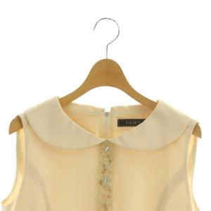 FOXEY BOUTIQUE ワンピース 襟付き ビーズ装飾 シルク 40 ライトベージュ 25895 /MI GY19