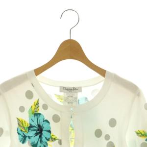 Christian Dior カットソー 七分袖 刺繍 花柄 I42 白 黄色 ライトブルー 5P16155041 /MI GY19