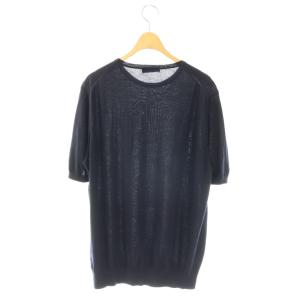 PRADA サマーニット セーター 半袖 ウール 52 ダークネイビー /ES GY19