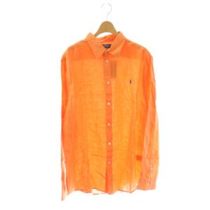 RELAXED FIT シャツ 長袖 ロゴ刺繍 XXL オレンジ /DO GY19