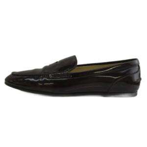 TOD'S コインローファー エナメル レザー ラウンドトゥ フラット 38 25?p ボルドー /XZ GY19