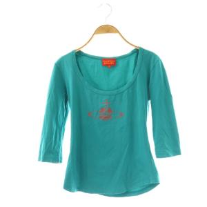 Tシャツ カットソー 七分袖 オーブ刺繍 3 グリーン レッド /ES GY19
