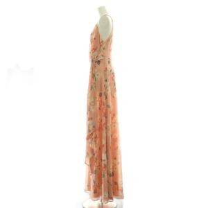 LAUREN RALPH LAUREN フレアワンピース マキシ ロング ノースリーブ Vネック 花柄 2 ピンク /BB GY19