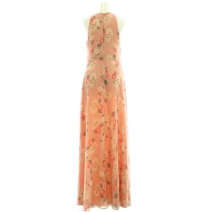 LAUREN RALPH LAUREN フレアワンピース マキシ ロング ノースリーブ Vネック 花柄 2 ピンク /BB GY19