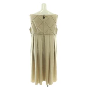 FOXEY NEW YORK ワンピース ひざ丈 ノースリーブ タック 42 ベージュ 31825 /DF GY19