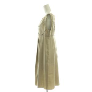 FOXEY NEW YORK ワンピース ひざ丈 ノースリーブ タック 42 ベージュ 31825 /DF GY19