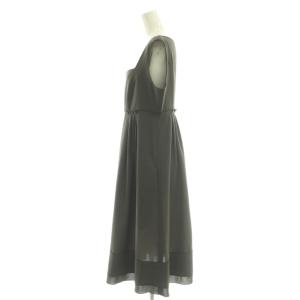FOXEY NEW YORK ワンピース ノースリーブ タック ひざ丈 42 グレー 25169 /DF GY19