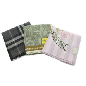 フェンディ FENDI バーバリー BURBERRY 3点セット ハンカチ 花柄 総柄 チェック柄 ピンク