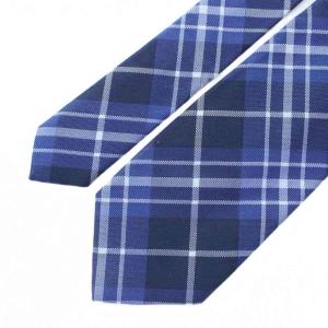 BURBERRY BLACK LABEL ネクタイ レギュラータイ 絹 シルク 青 ネイビー 白 ホワイト チェック柄 /RI OS GY03