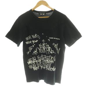 Tシャツ カットソー 半袖 プリント S 黒 ブラック /SS OS