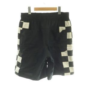 COMME des GARCONS HOMME PLUS チェッカーフラッグ柄ハーフパンツ ショート XS 黒 ブラック 白 ホワイト /SS OS