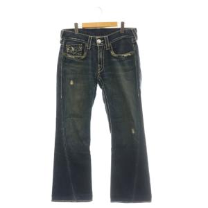 デニムパンツ ジーンズ ブーツカット ダメージ加工 紺 24-899NBTJ /MI GY01