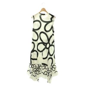 COMME des GARCONS ワンピース ノースリーブ 花柄 アシメントリー S ホワイト ブラック GI-T020 AD2021 /CX