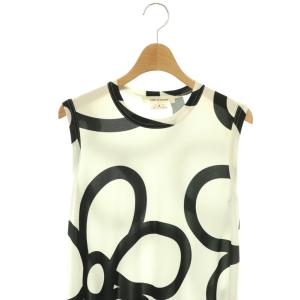 COMME des GARCONS ワンピース ノースリーブ 花柄 アシメントリー S ホワイト ブラック GI-T020 AD2021 /CX